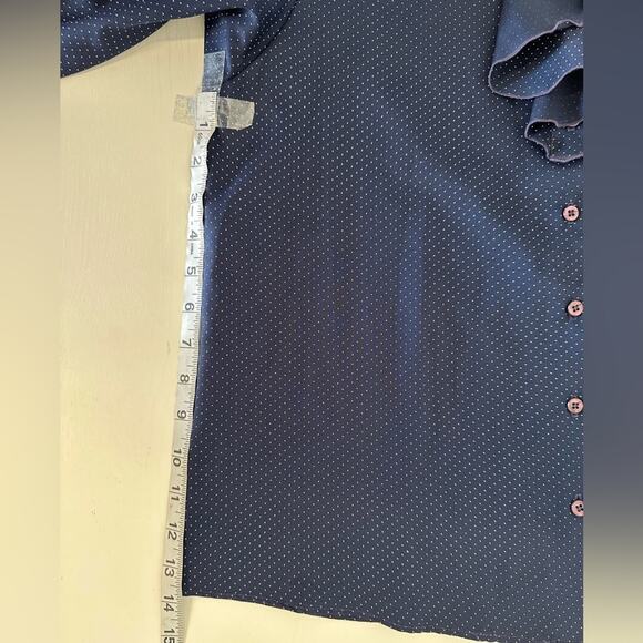 Levi Strauss Button Down Blouse Blue with White Polka Dots Dark Academia Size L - Picture 10 of 12